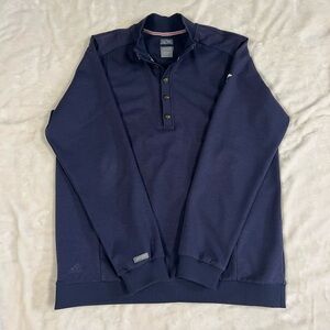 Adidas AdiPure navy golf quarter button pullover sweatshirt, large
